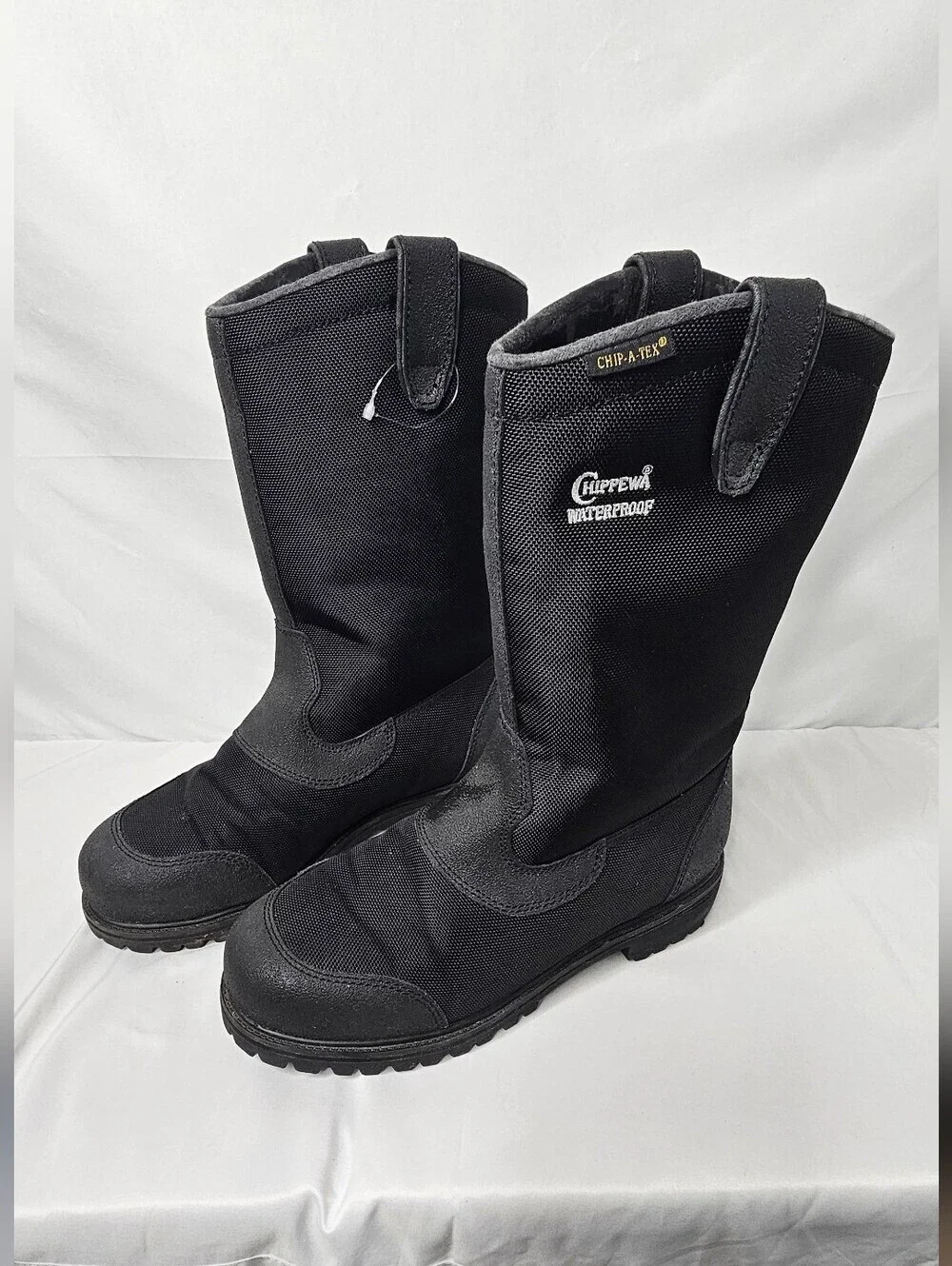 Chippewa Waterproof Work Boots Mens 9W Black Steel Toe Safety EH Pull On 72231